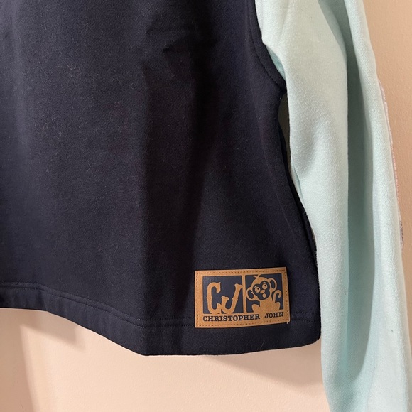 Christopher John Rogers Blue Brown Cropped Patchwork Pullover Hoodie Size Small - Picture 4 of 10